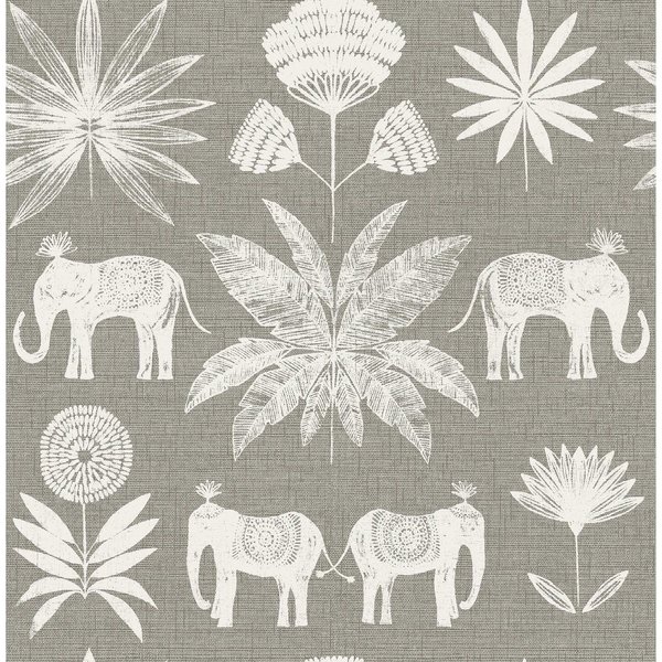 Manhattan Comfort Marseille Bazaar Grey Elephant Oasis 33 ft L X 205 in W Wallpaper BR4014-26437